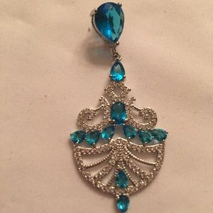 New Beautiful deep Blue Topaz Diamond Pendant